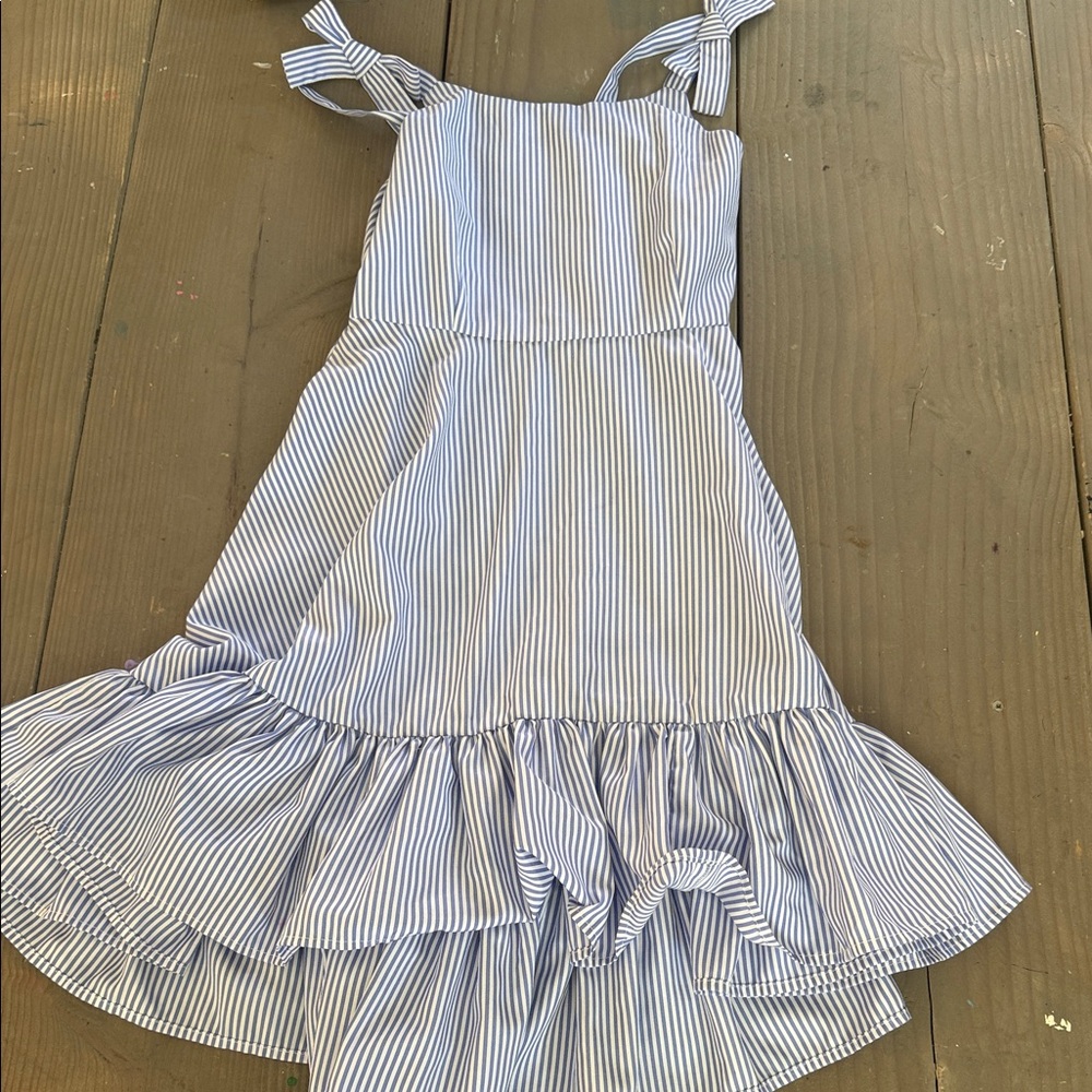 Habitual Blue and White Striped Ruffle Sundress